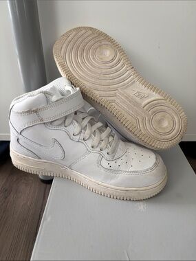 Nike Air Force 1 Mid Kids White High-Top Sneakers. Youth size 2